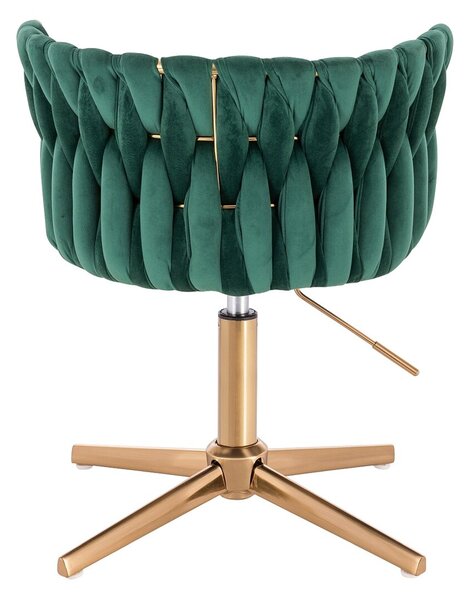 HR450CROSS Scaun Verde din Catifea cu Bază Aurie