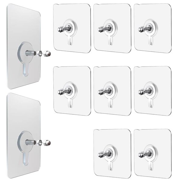 Set 10 carlige autoadezive ultrarezistente, transparente