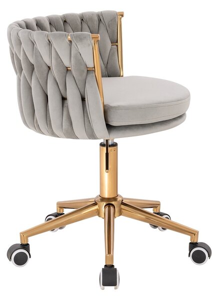 HR450K Scaun Gray din Catifea cu Bază Aurie