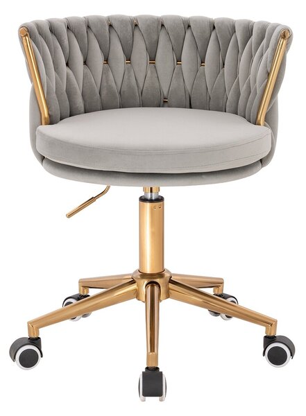 HR450K Scaun Gray din Catifea cu Bază Aurie