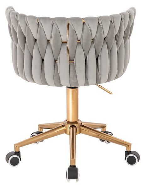 HR450K Scaun Gray din Catifea cu Bază Aurie
