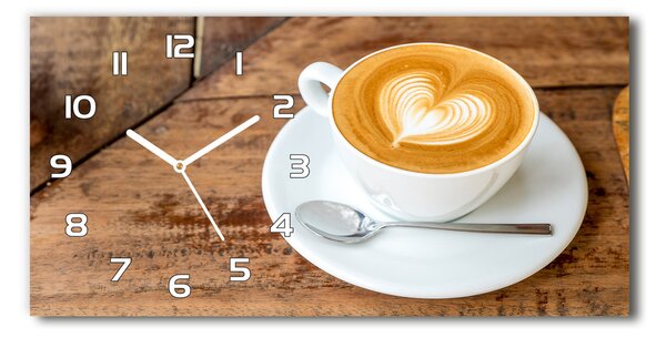 Ceas de perete orizontal din sticlă Cafea într-o ceașcă
