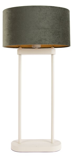 Lampă de masă bej cu abajur oval verde și interior auriu 35cm - Thijmen