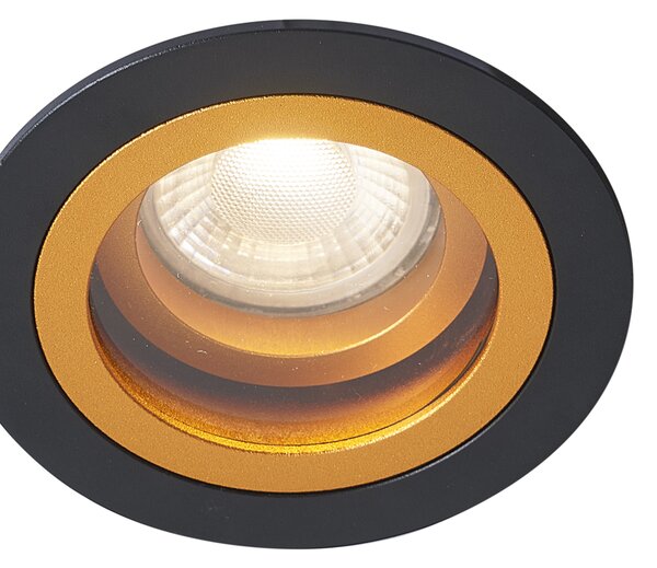 Set de 6 spoturi încastrate moderne negre cu auriu rotative și înclinabile IP44 - Chuck