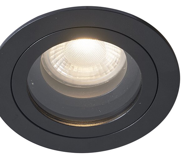 Set de 6 spoturi încastrate moderne negre, rotative și înclinabile IP44 - Chuck