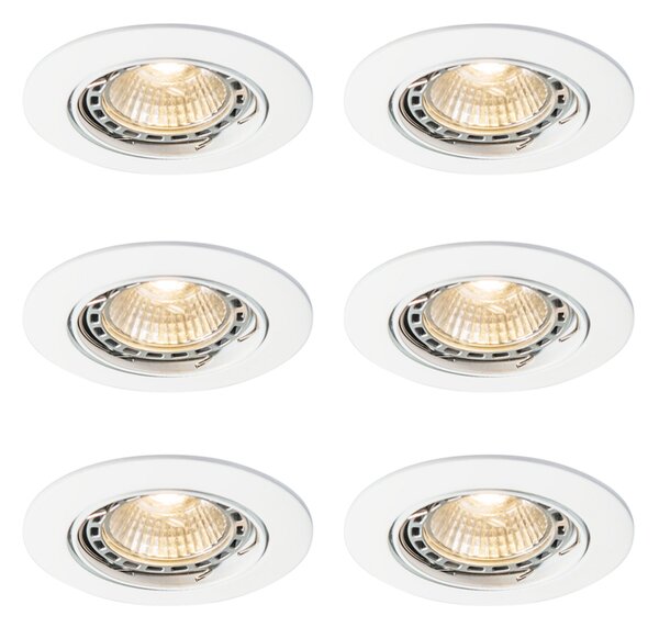 Set de 6 spoturi încastrate moderne albe, înclinabile GU10 50mm - Edu