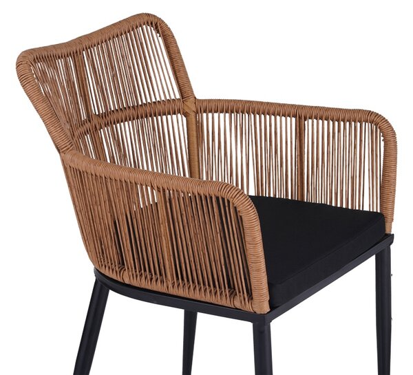 Fotoliu de Gradina Model Naoki, Natural/Negru, 59x62.5x78 cm
