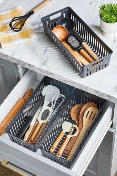 Organizator de bucatarie (3 Pieces) PZR-027 Gri 34.5x15x9 cm