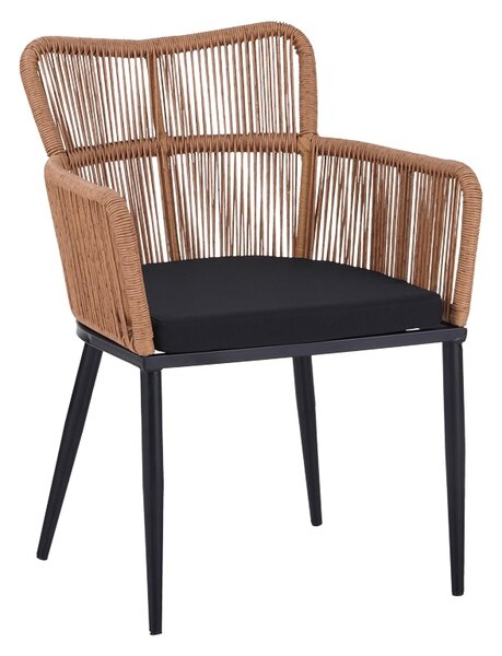 Fotoliu de Gradina Model Naoki, Natural/Negru, 59x62.5x78 cm