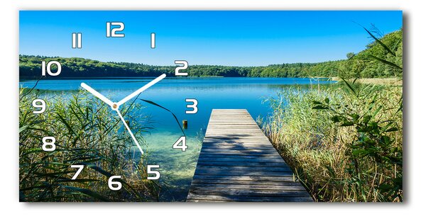 Ceas de perete modern din sticla Pier pe lac