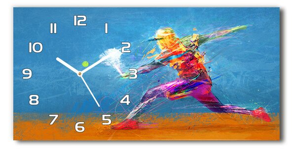 Ceas de perete orizontal din sticlă Jucator de tenis