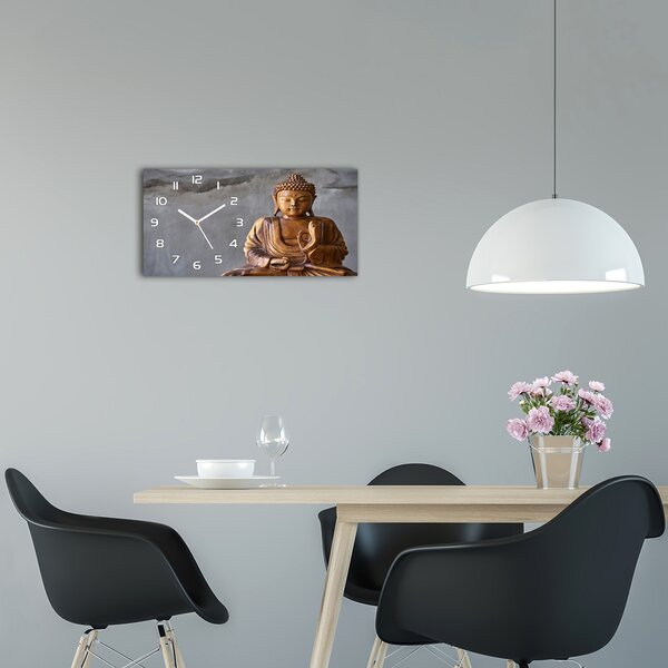 Ceas de perete modern din sticla buddha din lemn