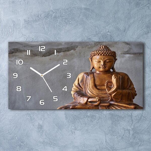 Ceas de perete modern din sticla buddha din lemn