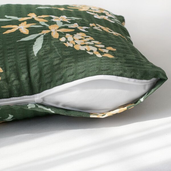 Goldea față de pernă creponată - flori culoarea caisei 45 x 45 cm