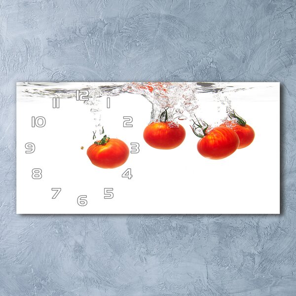 Ceas de perete orizontal din sticlă Tomatele sub apă