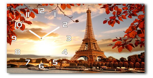 Ceas de perete orizontal din sticlă Turnul Eiffel din Paris