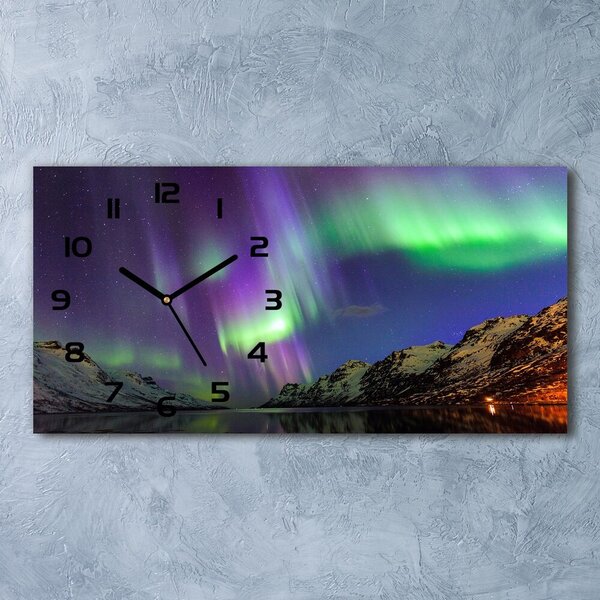 Ceas de perete modern din sticla Aurora boreala