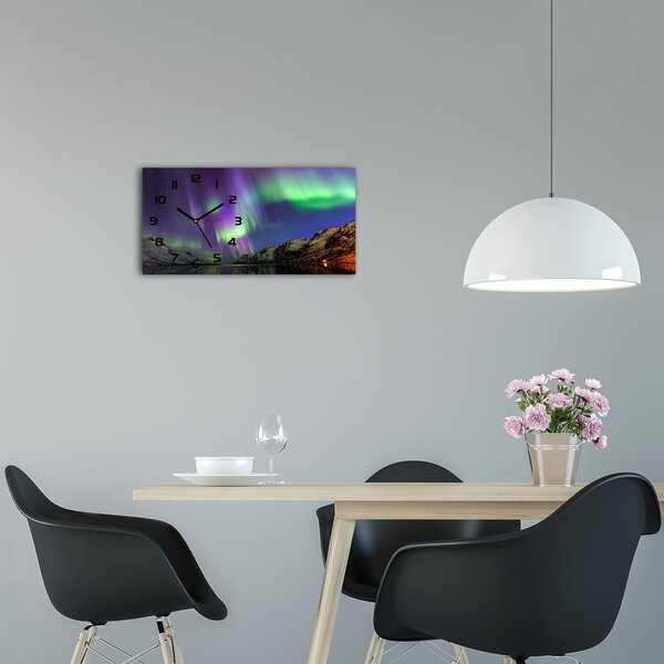 Ceas de perete modern din sticla Aurora boreala