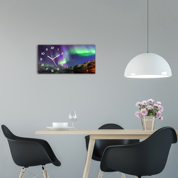 Ceas de perete modern din sticla Aurora boreala