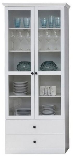Vitrina living moderna BRANDSON, alb, PAL laminat, cu iluminare led, 8