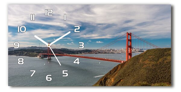 Ceas de perete orizontal din sticlă Podul din San Francisco