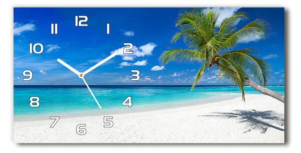 Ceas de perete orizontal din sticlă plaja tropicala