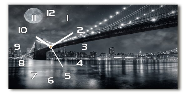 Ceas de perete orizontal din sticlă Podul Brooklyn