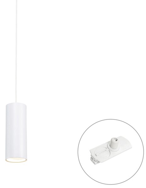 Lampă suspendată de design albă, incl. adaptor de șină monofazat - Iconic Tubo