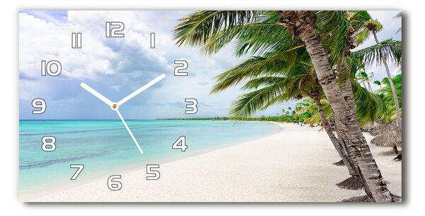 Ceas de perete modern din sticla plaja tropicala