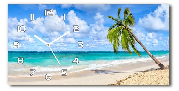 Ceas de perete modern din sticla plaja tropicala