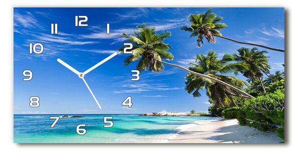Ceas de perete modern din sticla plaja tropicala
