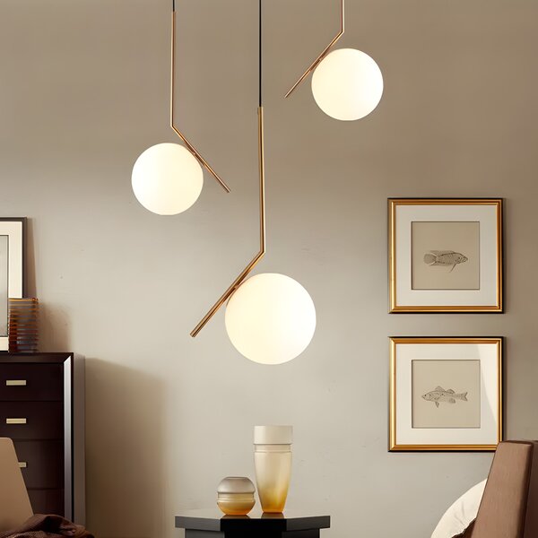 Lampă de tavan suspendata din sticlă aurie alba G106-1W Gold White