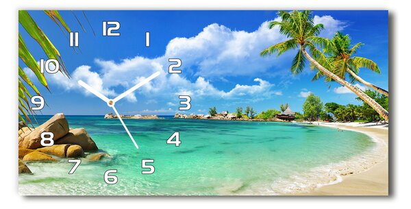 Ceas de perete modern din sticla plaja Seychelles
