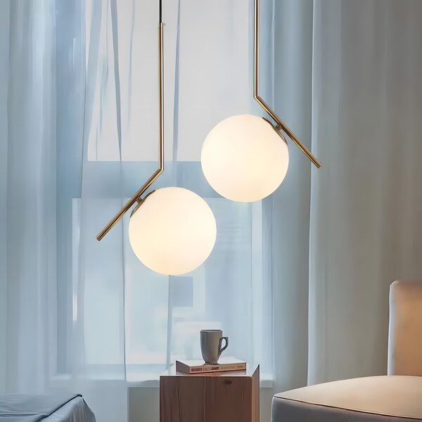 Lampă de tavan suspendata din sticlă aurie alba G106-1W Gold White
