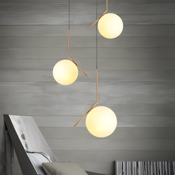 Lampă de tavan suspendata din sticlă aurie alba G106-1W Gold White