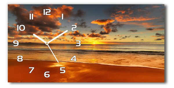 Ceas de perete modern din sticla Sunset Beach