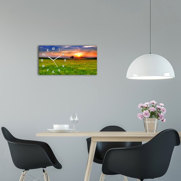 Ceas de perete modern din sticla Sunset Meadow