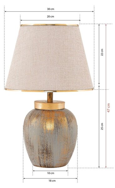 Veioză crem/aurie cu abajur textil (înălțime 47 cm) Yakamoz – Opviq lights