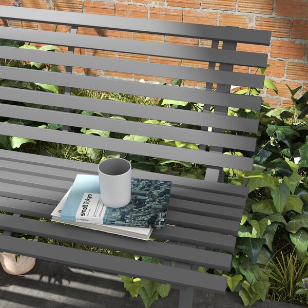 Outsunny Bancă pentru Grădină, Banca de Exterior pentru Terasă cu Șezut și Spătar cu Lamele, 123x67x79 cm, Verde | Aosom Romania