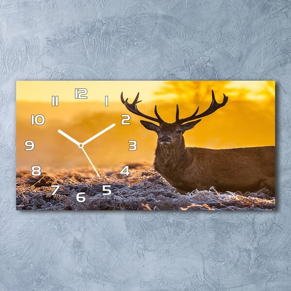 Ceas de perete orizontal din sticlă Sunrise Deer