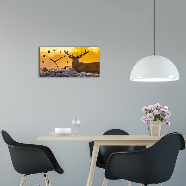 Ceas de perete orizontal din sticlă Sunrise Deer