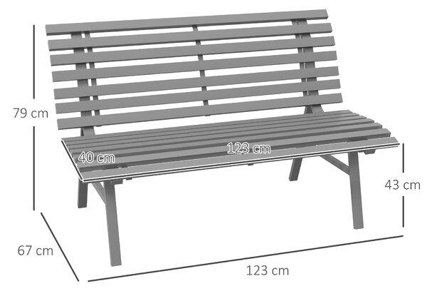 Outsunny Bancă pentru Grădină, Banca de Exterior pentru Terasă cu Șezut și Spătar cu Lamele, 123x67x79 cm, Verde | Aosom Romania