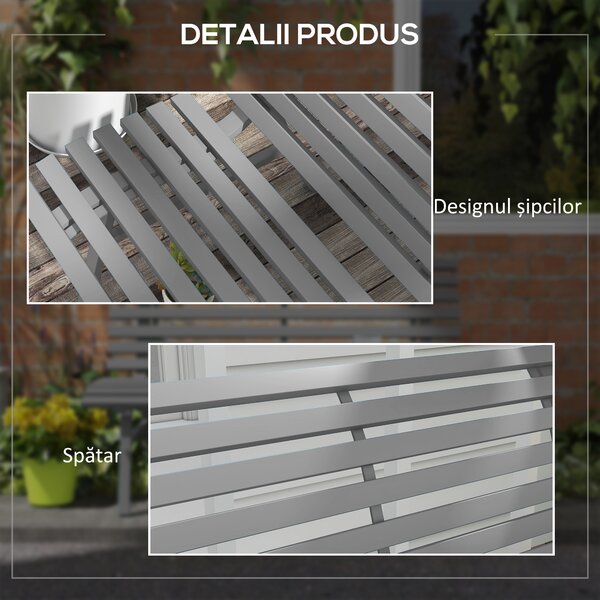 Outsunny Bancă pentru Grădină, Banca de Exterior pentru Terasă cu Șezut și Spătar cu Lamele, 123x67x79 cm, Verde | Aosom Romania