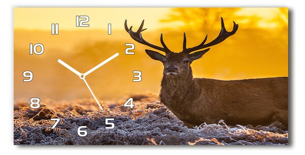 Ceas de perete orizontal din sticlă Sunrise Deer