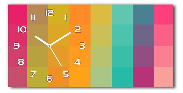 Ceas de perete orizontal din sticlă pătrate colorate