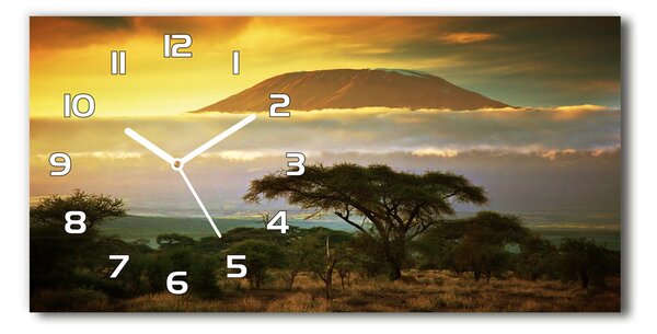 Ceas de perete orizontal din sticlă Kilimanjaro Kenya
