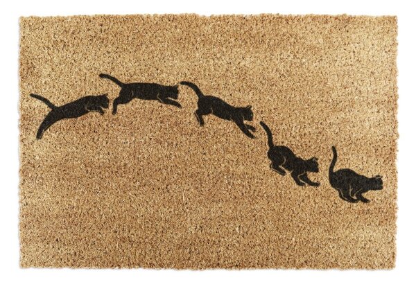 Covoraș de intrare din fibre de nucă de cocos 40x60 cm Jumping Cats – Artsy Doormats