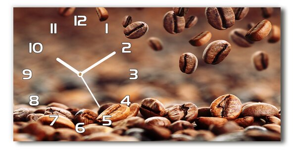 Ceas de perete orizontal din sticlă Boabe de cafea