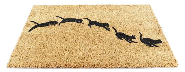 Covoraș de intrare din fibre de nucă de cocos 40x60 cm Jumping Cats – Artsy Doormats