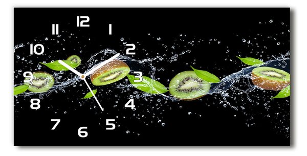 Ceas de perete orizontal din sticlă Kiwi si apa